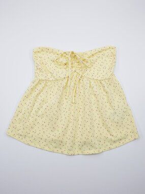 Hollister Women's Floral Soft Strapless Cinched Babydoll Top Yellow Size XL